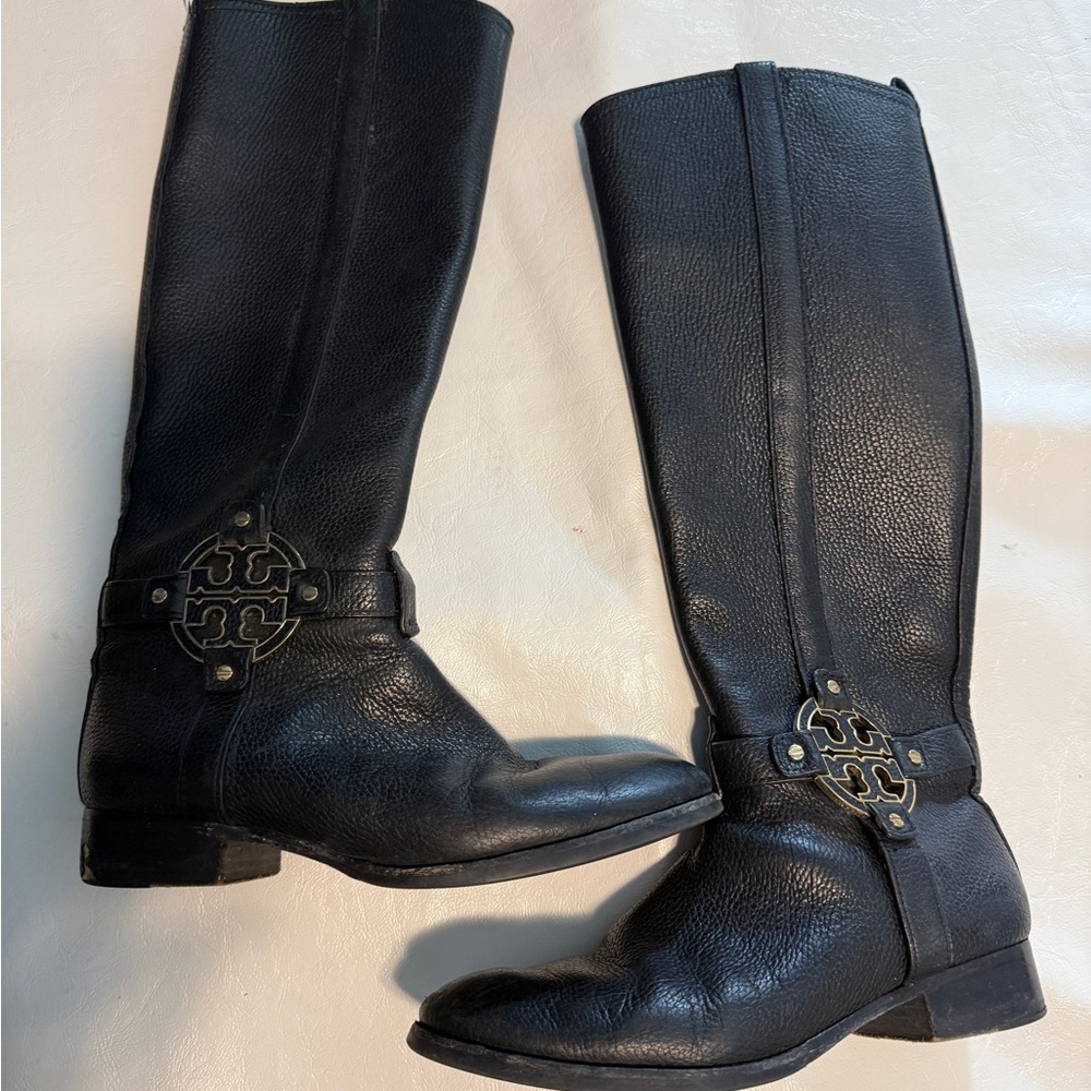 Tory Burch Black Leather Riding Boots